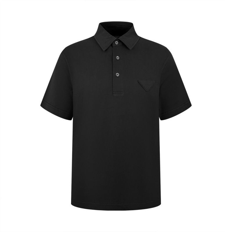 High-quality version of the original P-brand triangular logo patch short-sleeve polo shirt for men and women, simple casual summer T-shirt High-quality version of the original P-brand triangular logo patch short-sleeve polo shirt for men and women, simple casual summer T-shirt