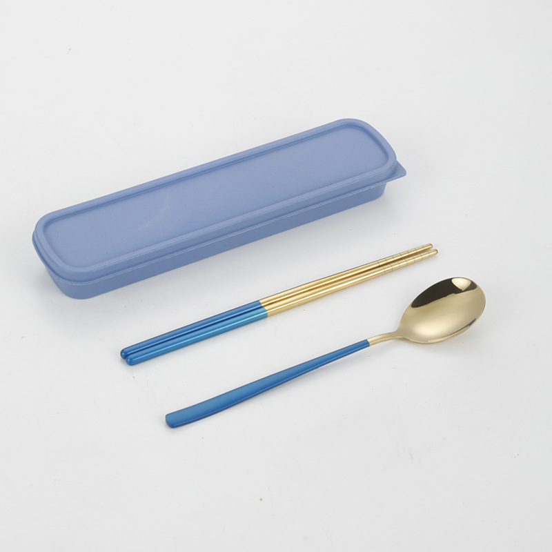 304 vajilla de acero inoxidable cuchara coreana tenedor palillos estudiante portátil conjunto de tres piezas traje creativo regalo puede ser logotipo personalizado