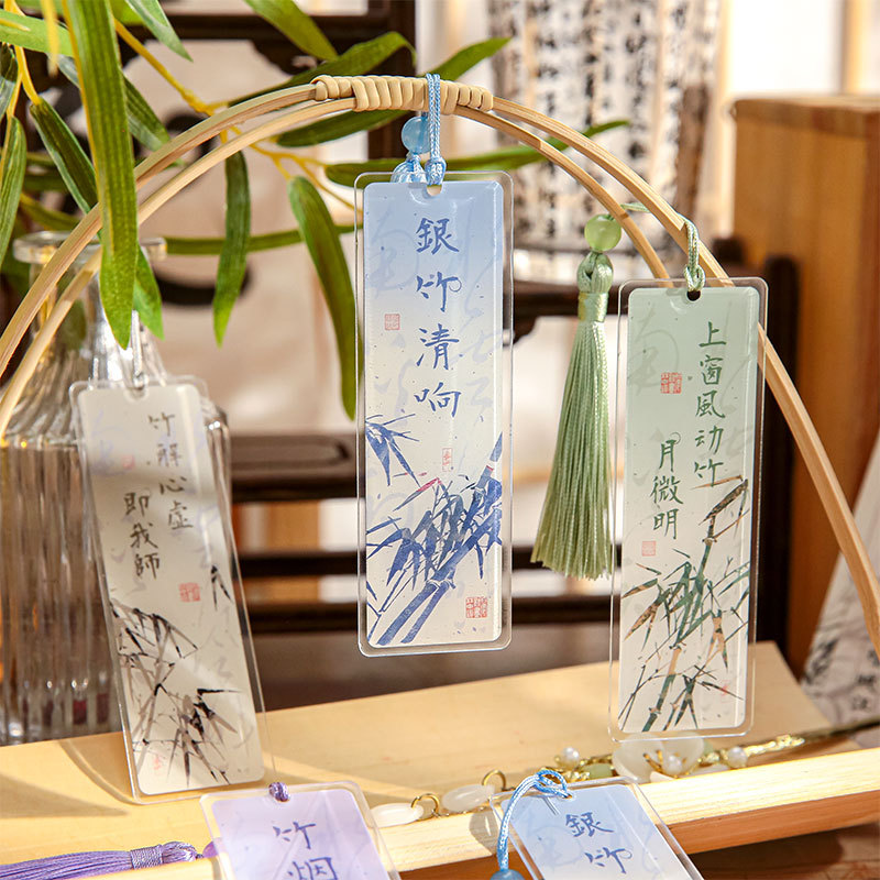 Papel Sr. Antiguo estilo acrílico marcadores de bambú estilo nacional caligrafía estudiantes de lectura acrílico marcadores de lectura