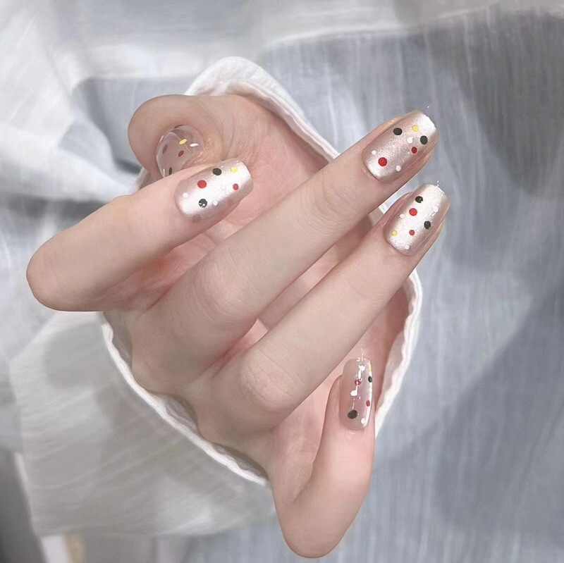 【Colorful Polka Dots】Handmade Wearable Nails Summer New Product Colorful Polka Dot Cat Eye Sweet and High-End Look, Brightens and Softens the Skin Tone 【Colorful Polka Dots】Handmade Wearable Nails Summer New Product Colorful Polka Dot Cat Eye Sweet and High-End Look, Brightens and Softens the Skin Tone