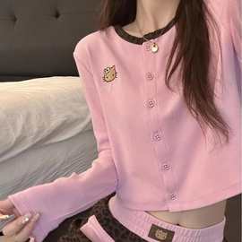 可外穿甜美HelloKitty豹纹睡衣女春秋季大码长袖长裤家居服两件套