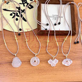 爆款天然玉髓佛公平安扣如意锁编绳项链女生新中式编织项毛衣链