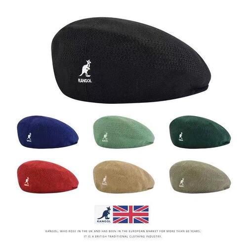 Kangol black kangaroo beanie for men and women, summer thin model, trendy for girls, Instagram retro, reversible hat