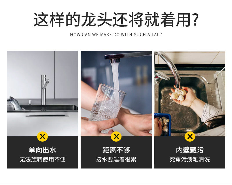 Factory direct supply of all-copper mixed water kitchen faucet, three-purpose pure water kitchen faucet, painted wrench type faucet Item Picture