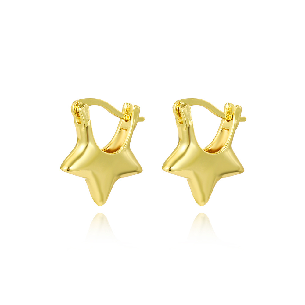 1 Pair Simple Style Classic Style Star Heart Shape Copper 18K Gold Plated Earrings display picture 4