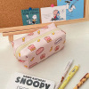 Cartoon fuchsia pencil case, capacious cute rabbit for elementary school students, storage system, with little bears, wide color palette