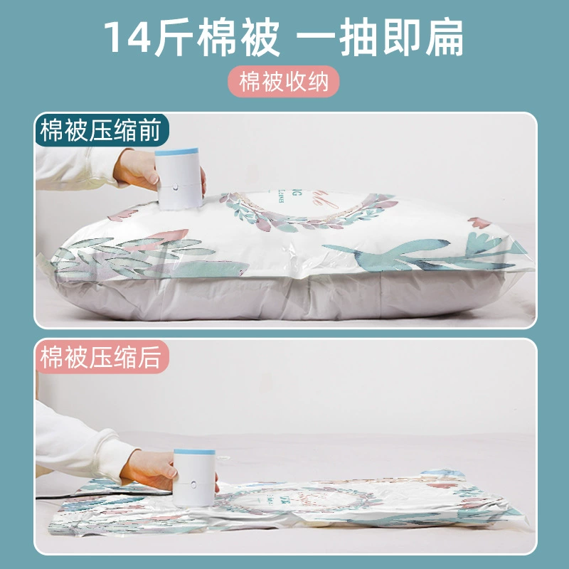 Vacuum duvet for home use, storage system, pack, bag