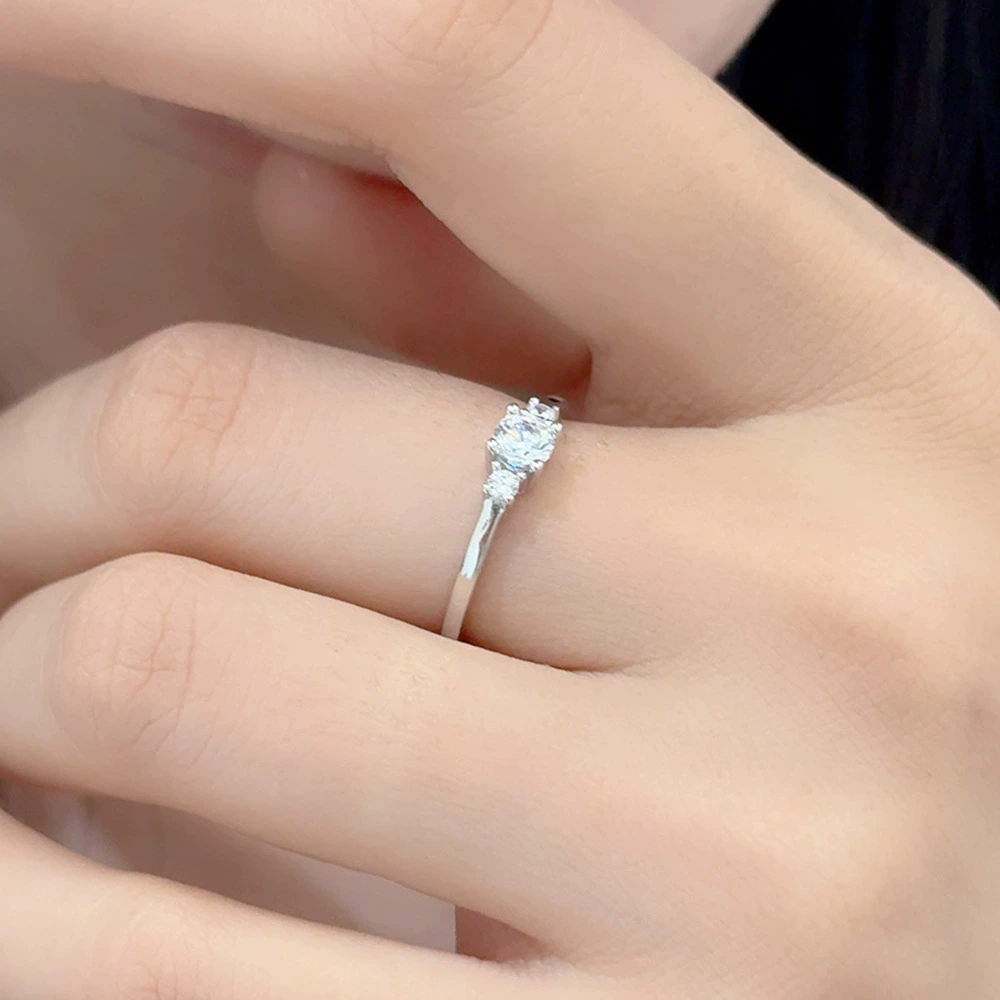 Кольцо с moissanite 30 карат D цвет с четырьмя зажимами для женщин, серебро S925, ниша, универсальное обручальное кольцо, блестящее роскошество, серебряное украшение оптом