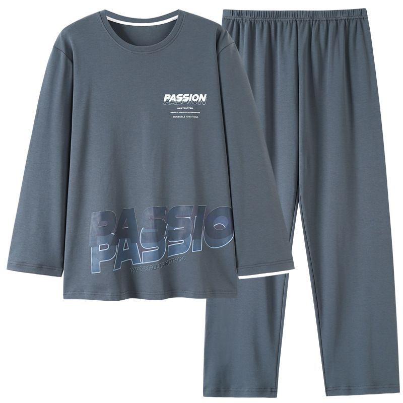 Pijamas de los hombres de manga larga de otoño e invierno Nuevo traje de estudiante simple casual suelta más tamaño ropa de abrigo homewear