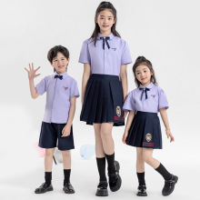 幼儿园园服夏季儿童班服学院风刺绣衬衫中小学生校服男女童演出服