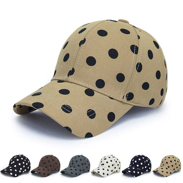 Unisex baseball cap for large head sizes, makes the face look smaller, casual cap with a high-end, stylish feel, polka dot duckbill cap wholesale
