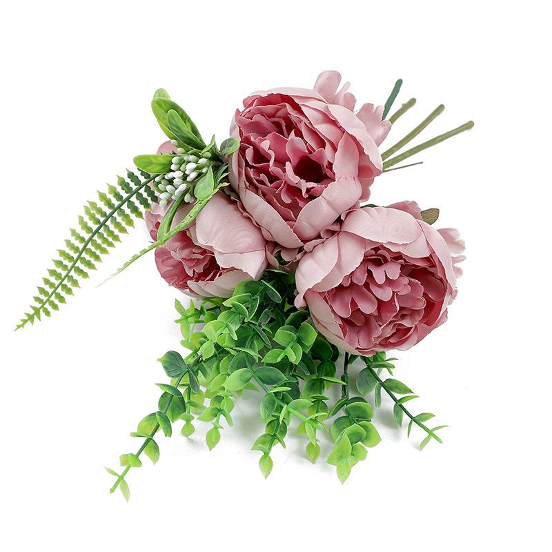 Envío Gratis, Flores Artificiales, Rosa Perla, Peonía, Ramo de Novia, Hojas de Eucalipto, Fotografía de Bodas, Ramo de Mano