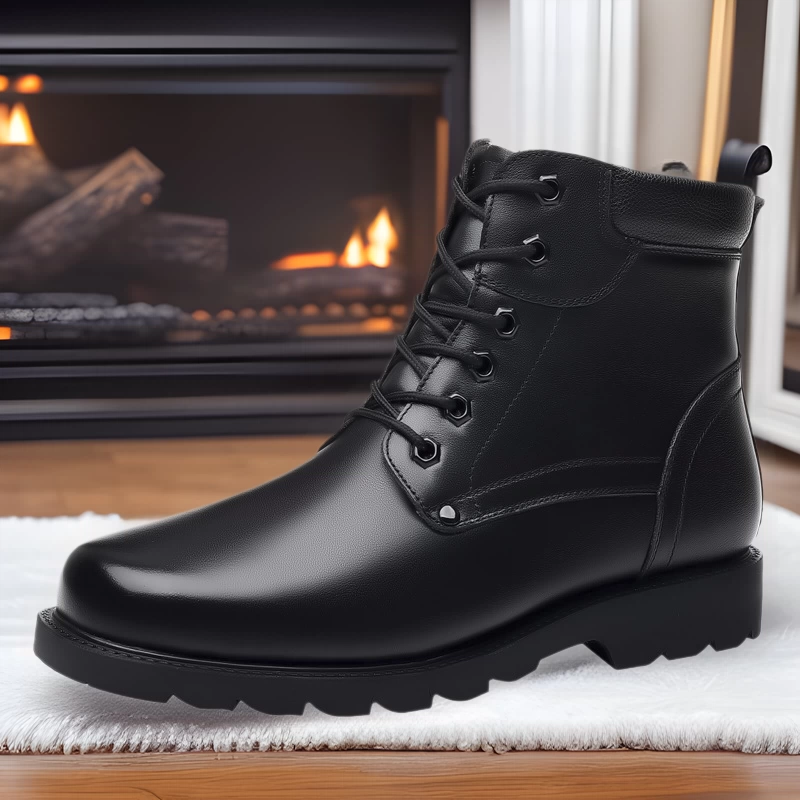 Толстая хлопковая обувь из воловьей кожи первого слоя на флисовой подкладке, зимние кожаные ботинки Martin, мужские шерстяные Нескользящие мужские зимние кожаные ботинки 2024 года