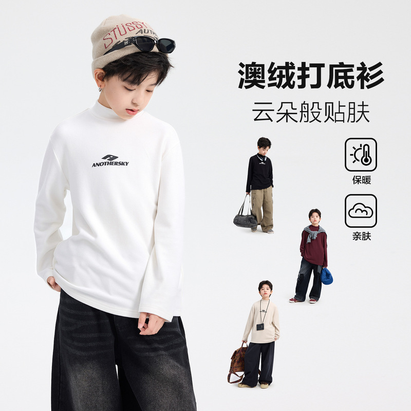 Boys' Autumn and Winter Half-Turtleneck Thermal Base Layer 2026 New Style Children's Clothing Boys' Warm Long-Sleeve Inner T-Shirt