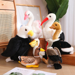 批發仿真鴛鴦天鵝公仔鴕鳥老鷹毛絨玩具貓頭鷹玩偶兒童女生日禮物