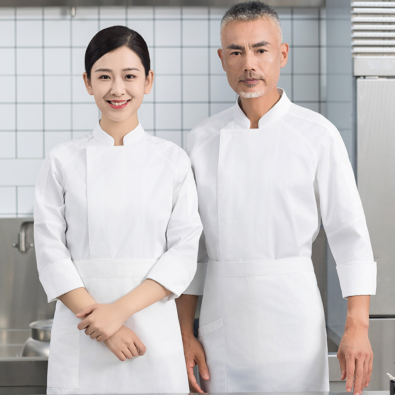 插肩暗扣厨师工作服长袖男春秋冬季酒店火锅饭店烘焙蛋糕厨房工装