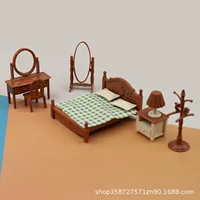 Милый моделирование мини-костюм для спальни кукольный домик кровать туалетный столик украшение игровой домик кухня электроприборы детские игрушки