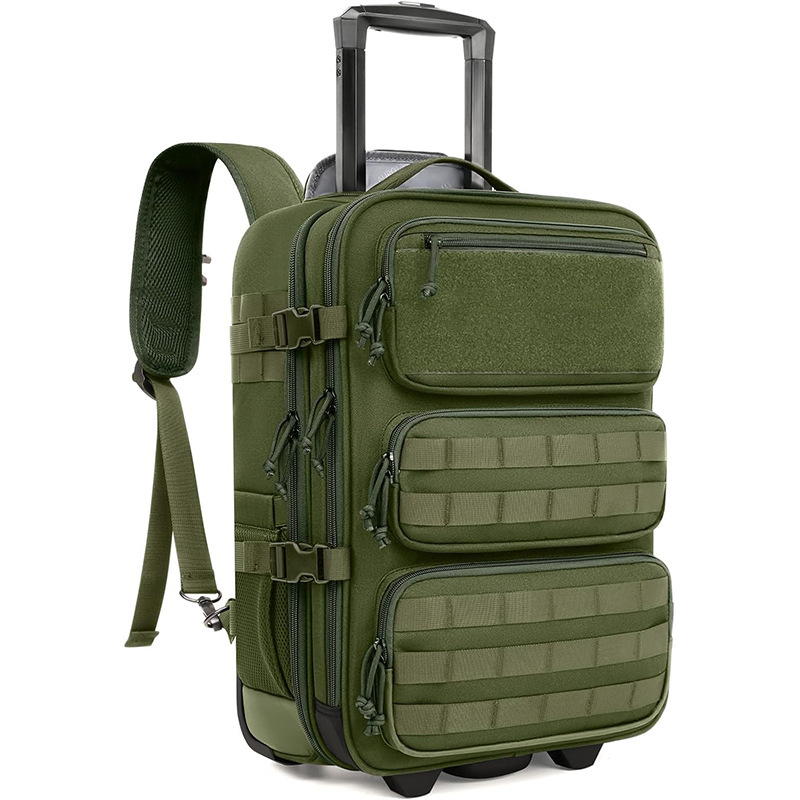 Custom Tactical Rod Backpack Waterproof Belt 2 Wheel Computer Bag Portable Overnight Molle Outdoor Hiking Backpack