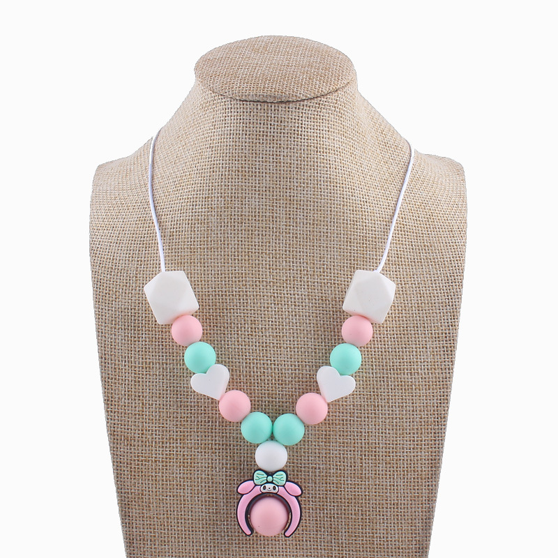 Amazon AliExpress al por mayor de silicona collar de cuentas de bricolaje auto-diseñado de joyería de grado alimenticio mordedura de bebé de molienda