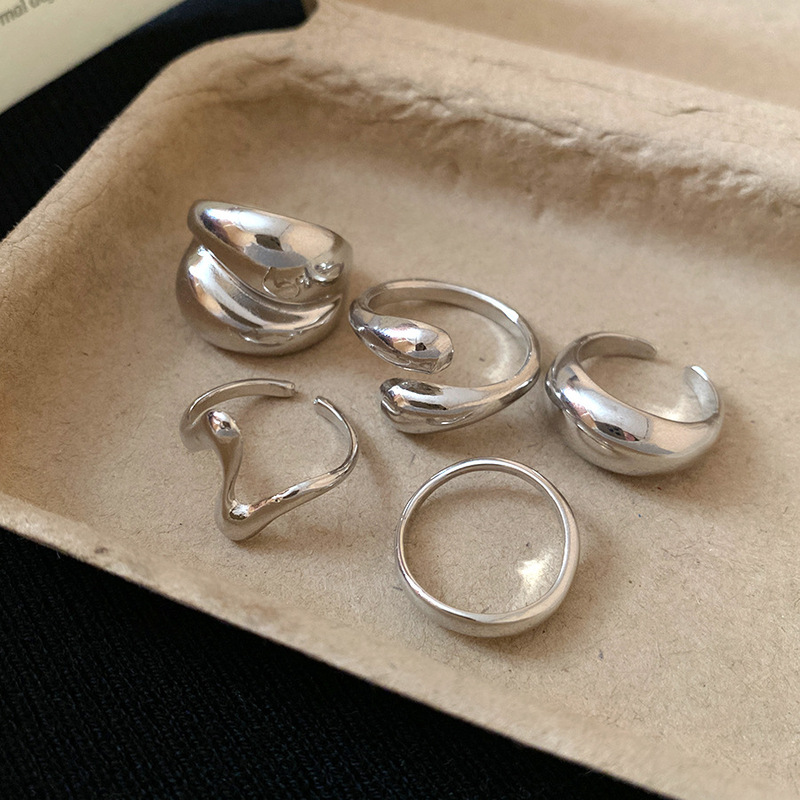 不规则金属光面几何开口戒指个性简约冷淡风食指戒轻奢高级感手饰|undefined