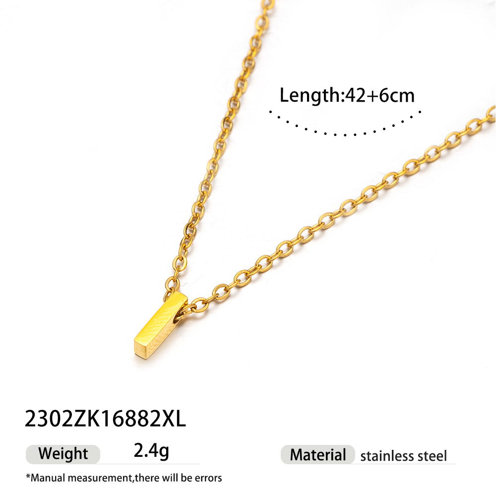 Taina collar de acero inoxidable europeo y americano simple y avanzado marca cuadrada estilo de vacaciones cadena de clavícula de acero de titanio joyería explosiva transfronteriza image 6