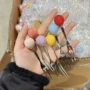 可爱不锈钢圆球点心叉