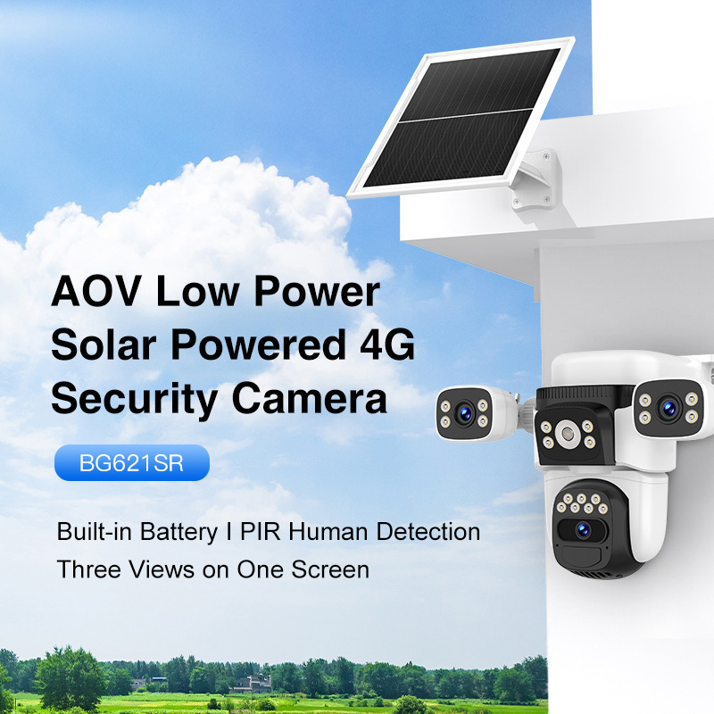 4G Kitty Look O-KAM Pro AOV Solar Camera Three Lens Surveillance Camera