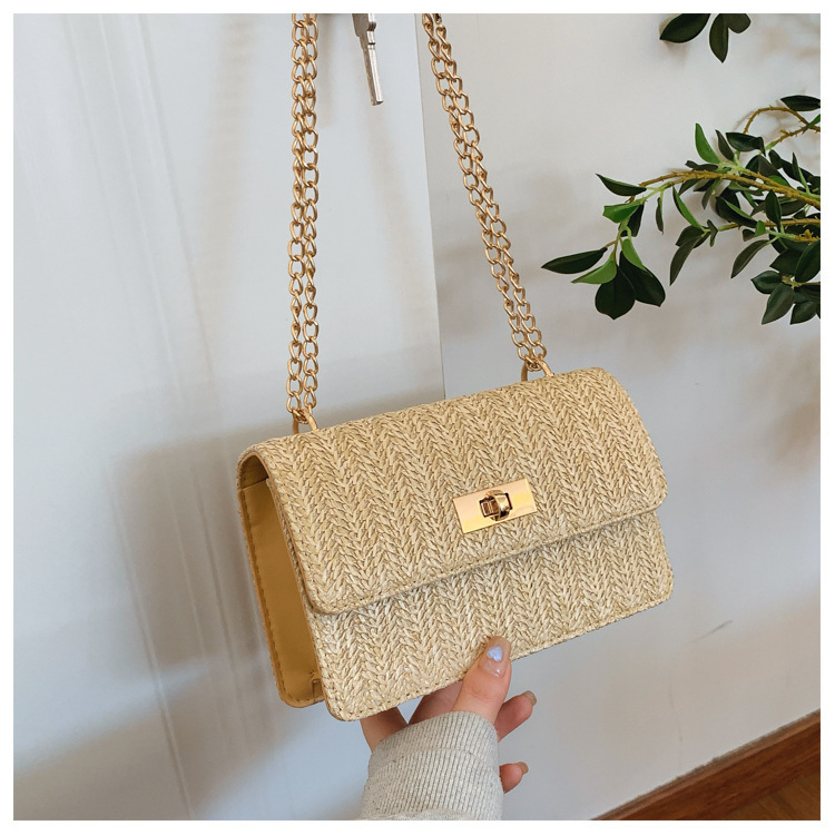 112g Weight Sewing Thread Fashion Element Lock clasp Closure Type Single Shoulder Strap Strap Type Straw Bag Bags Type Casual Occasion Straw Material Solid Color Pattern Spring&Summer Season Women's Gender Vacation Style Square Shape Women's Straw Solid Color Vacation Sewing Thread Square Lock Clasp Straw Bag 18
