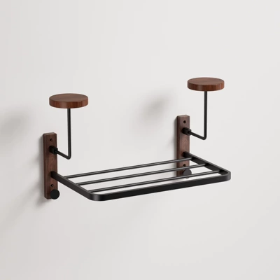 Cross-Border Wooden Motorcycle Helmet Rack Motosiklet dəbilqə rəfləri - double-wood-model-black