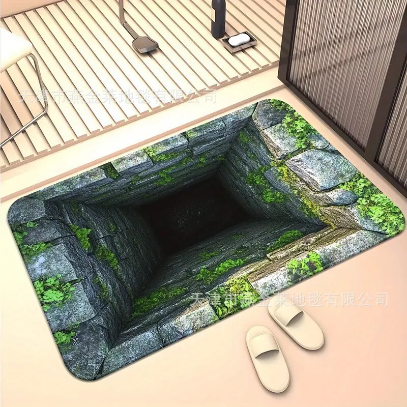 跨境temu美式3D视觉入户玄关耐磨地垫家用浴室防滑吸水易打理脚垫|undefined