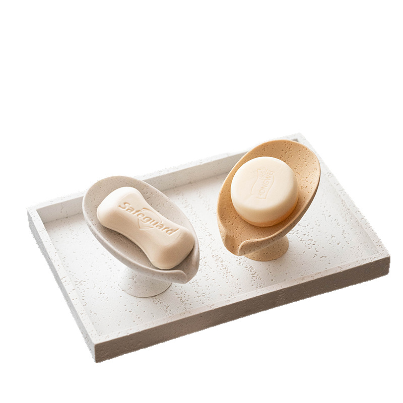 Jabonera de travertino con forma de hoja de loto para hotel, jabonera, estante para jabón, drenaje para baño, de alta gama, estilo ligero y lujoso, transfronterizo