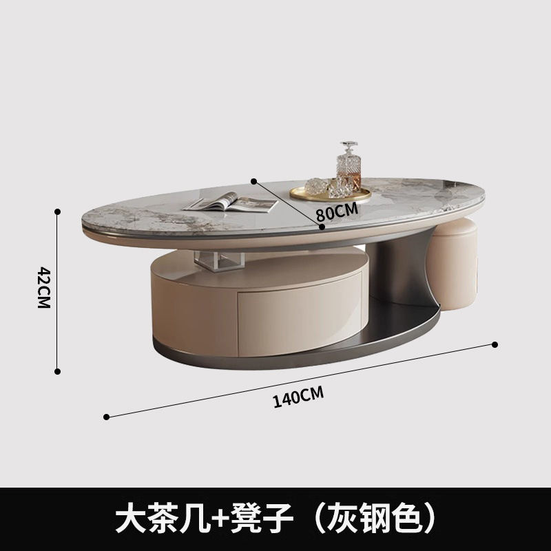 Moderno minimalista italiano de lujo mesa de té de tabla de roca sala de estar casa combinación de tamaño oval diseño creativo