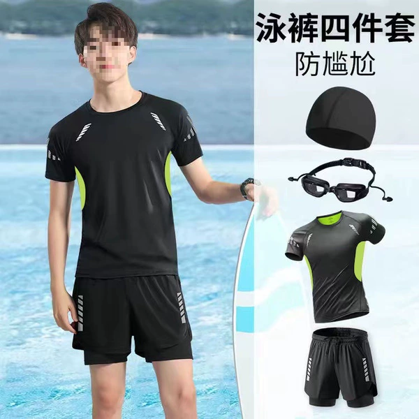 Swimwear jade, set, waterproof swimming cap, 4 piece set