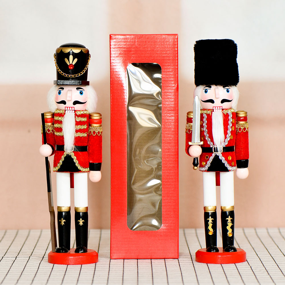Fábrica de 12 pulgadas en stock marionetas soldados 30cm decoraciones de Navidad decoraciones de mesa de vinos de Navidad
