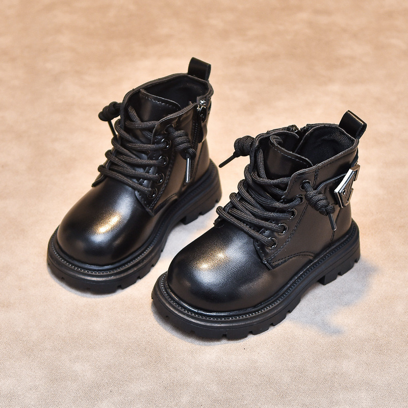 Scarpe da bambino Martin 2024 autunno e inverno nuove corte in stile britannico per ragazzi stivali singoli in pelle_voghion.com