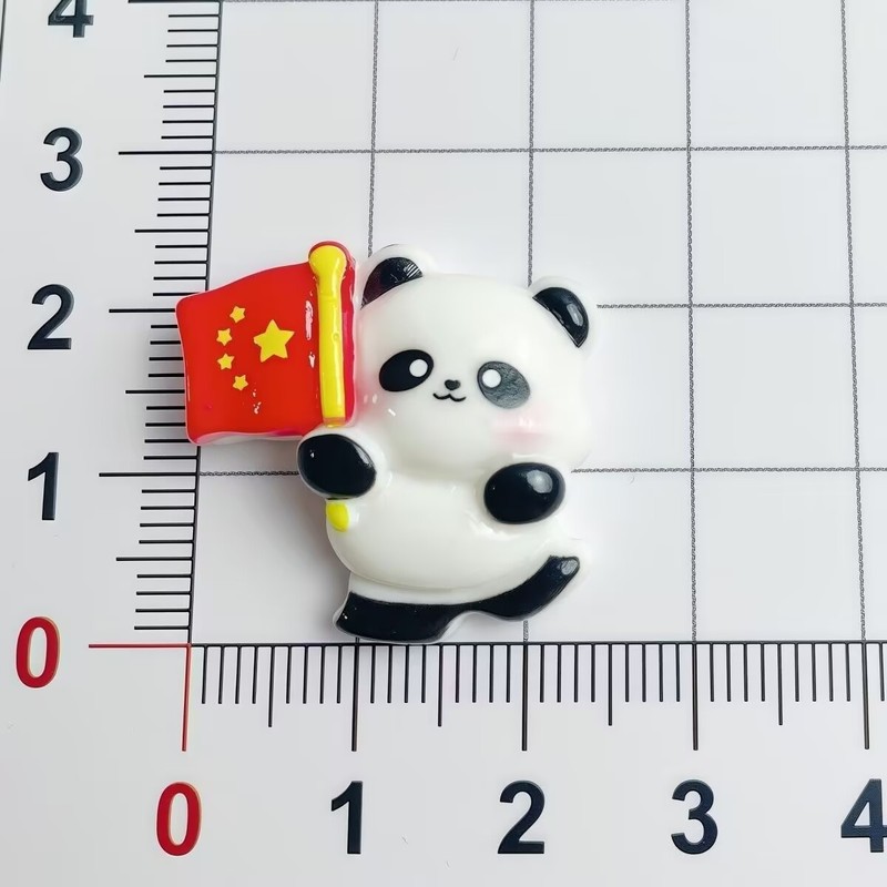 亮面卡通国庆熊猫字牌树脂配件diy自制手机壳钥匙扣发饰鞋扣贴片|undefined