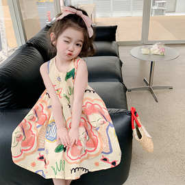 清仓特价款~女童印花韩国童装2025夏款宝宝连衣裙宽松款背心裙