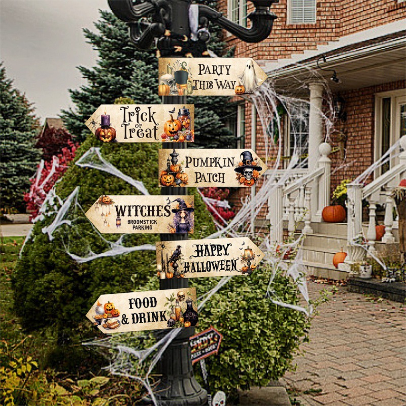 Nueva decoración de fiesta de Halloween europea y americana Señales de carretera Fiesta de fantasmas Señales de fiesta de patio Señales de tráfico Señales de tráfico