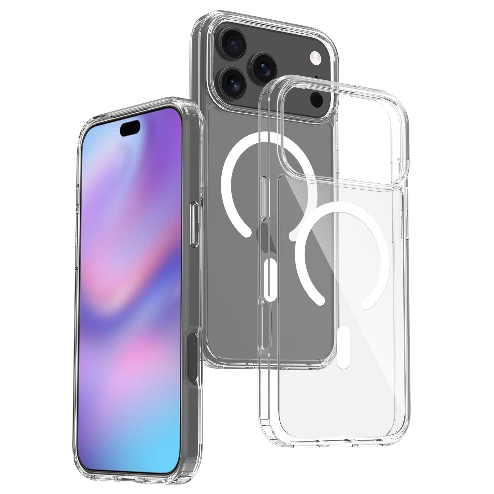 Aplicable iphone17Promax funda protectora de manzana MagSafe magnética de cáscara dura transparente acrílica