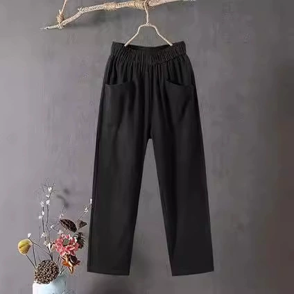 2023 женские повседневные брюки широкие брюки льняные карманы свободные слегка эластичные средние талии повседневная повседневная одежда