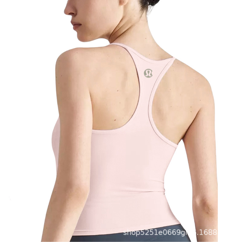 Lulu-Style Affordable Alternative to the Naked-Feel U-Neck Halter Tank Top for Women, Suitable for Summer Wear, Simple Fitness, Yoga, and Pilates