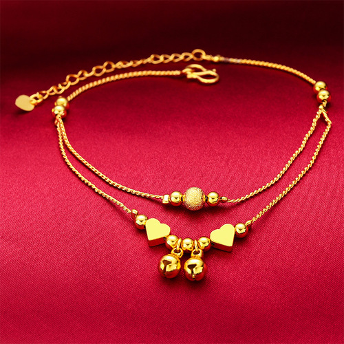 Japanese and Korean fashion little red book same style anklet Vietnamese sand gold gold-plated summer love bell multi-line anklet for women