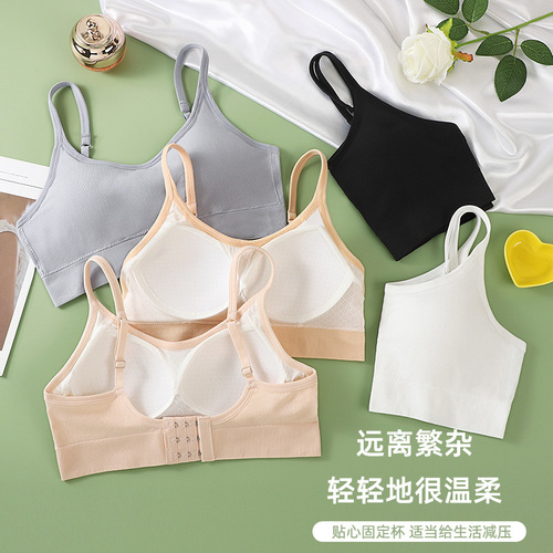 Fixed cup seamless underwear for women with small breasts, push-up, thin, all-in-one sling bandeau, no rims, beautiful back bra