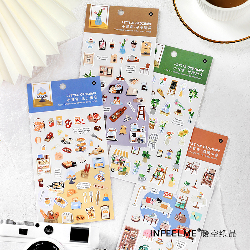 Jilu Infeel.Me Self-Adhesive Stickers Small Daily Series Creative Ins-Style Journal Decoration Stickers 4 Types