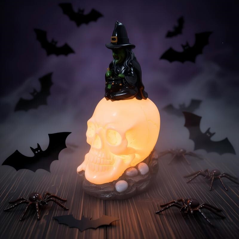 Cross-Border Halloween Glowing Skeleton Witch Night Light Resin Crafts Ornaments Creative Home Decorations Atmosphere Light Cross-Border Halloween Glowing Skeleton Witch Night Light Resin Crafts Ornaments Creative Home Decorations Atmosphere Light