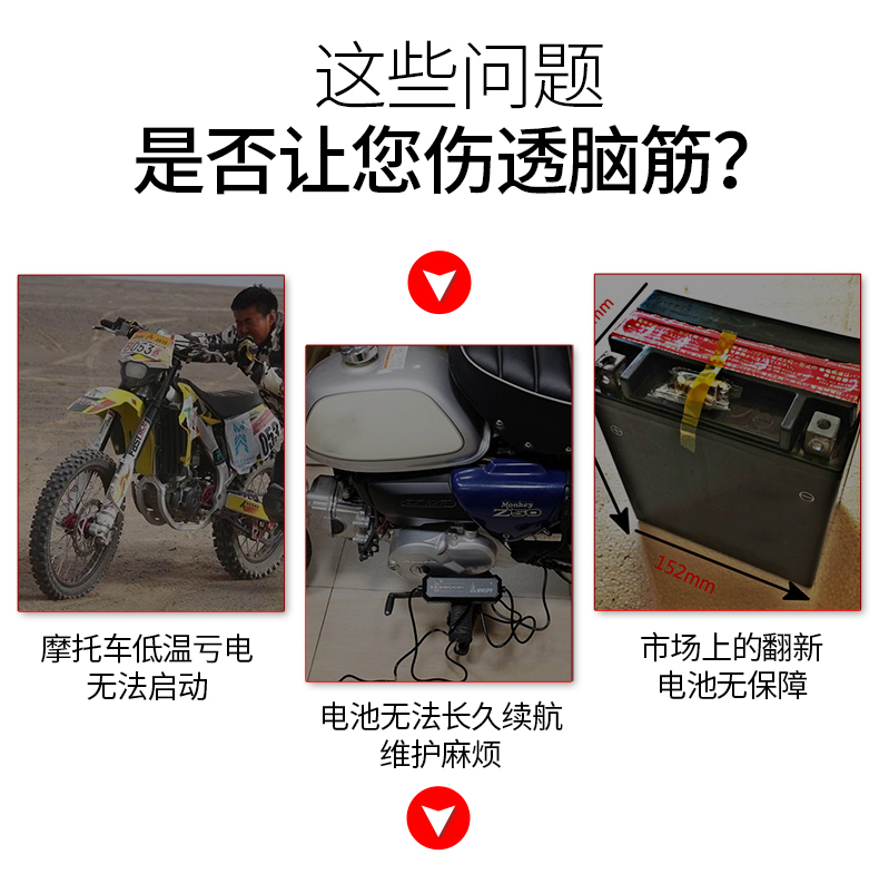 Tiineng Pedal Motorcycle Battery 12V7A Adapts to Haomai Haojue Yuexing 125YTX7A-BS Maintenance-Free Battery
