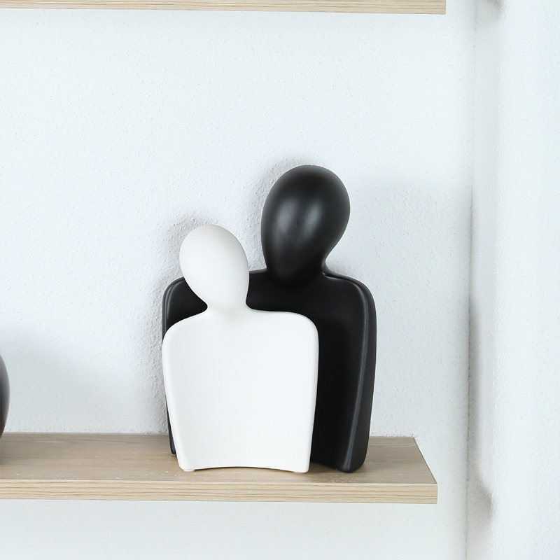 Simple abstracto personaje de pareja en blanco y negro adornos de cerámica muebles para el hogar sala de estar muebles de escritorio decoración de estantería de oficina