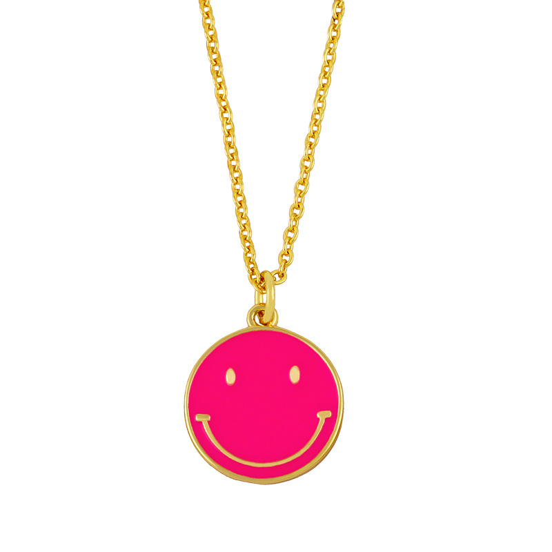 Nihaojewelry Cute Color Dripping Oil Round Brand Smiley Face Necklace Wholesale Jewelry display picture 9