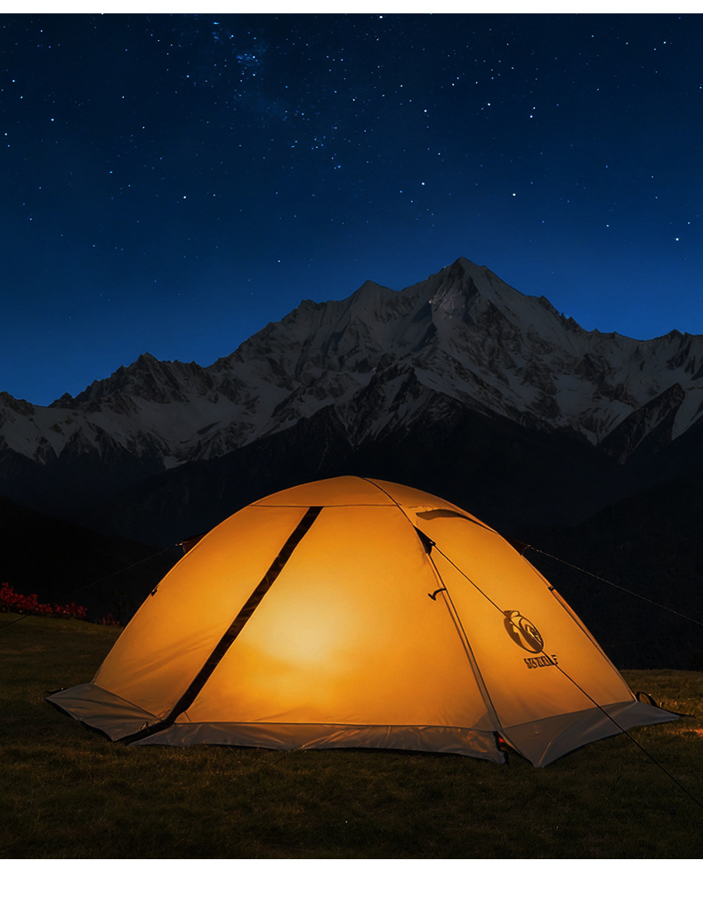 Outdoor Double-Layer Hiking Tent, Ultra-Light Aluminum Pole, Windproof and Rainproof, Portable Outdoor Camping Professional Mountaineering Snow Skirt Tent