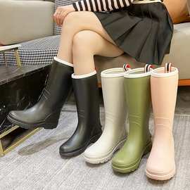 韩版女士长筒雨鞋防水防滑工作胶鞋外出厨房雨天简约款中高筒女鞋